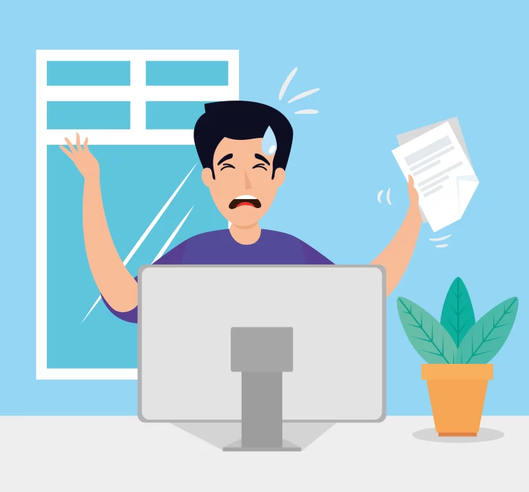 Man stressed in workplacae